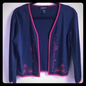 ✔️Finity Navy Blue, red cardigan Small